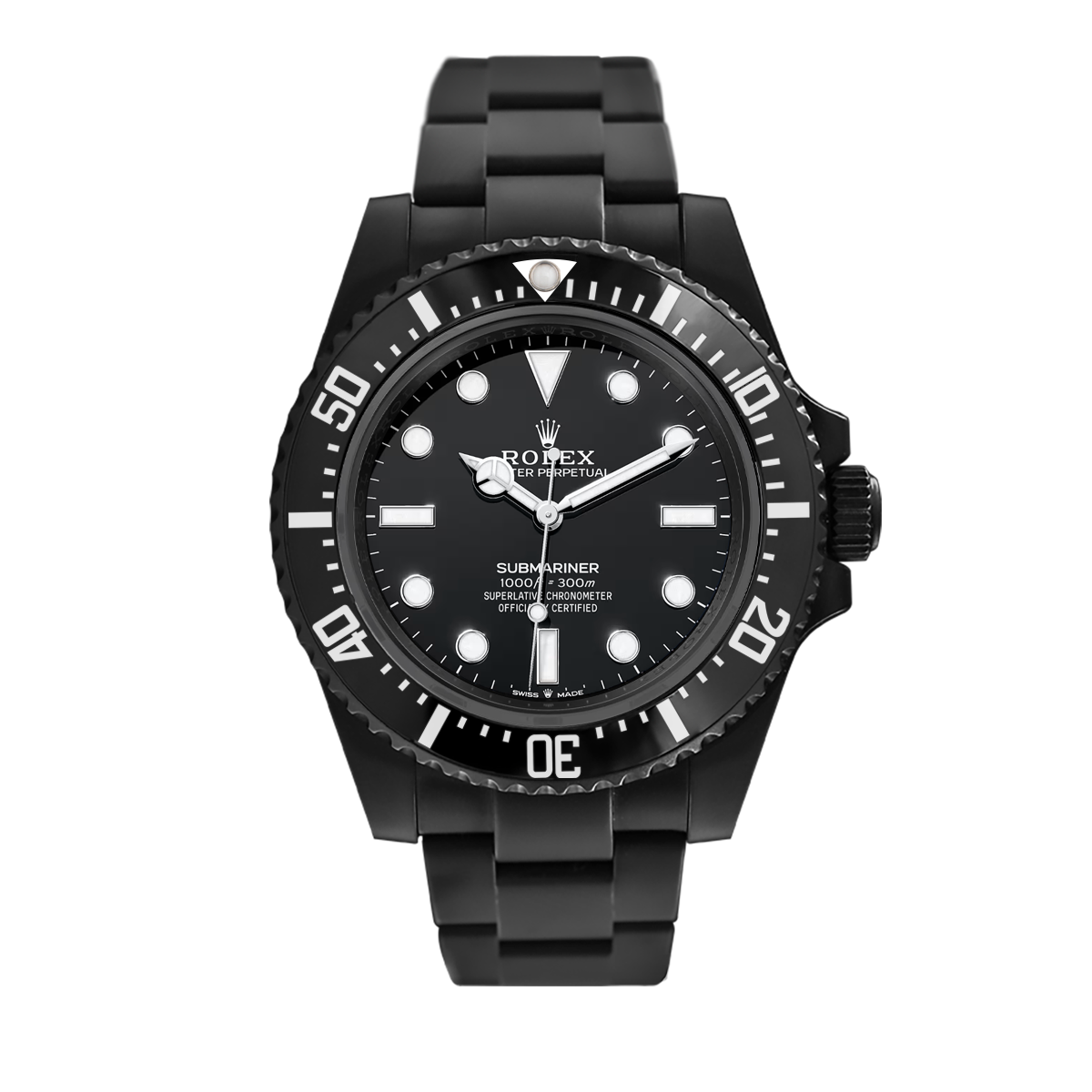 Rolex Submariner Ghiera Bianca Senza Data — blackened