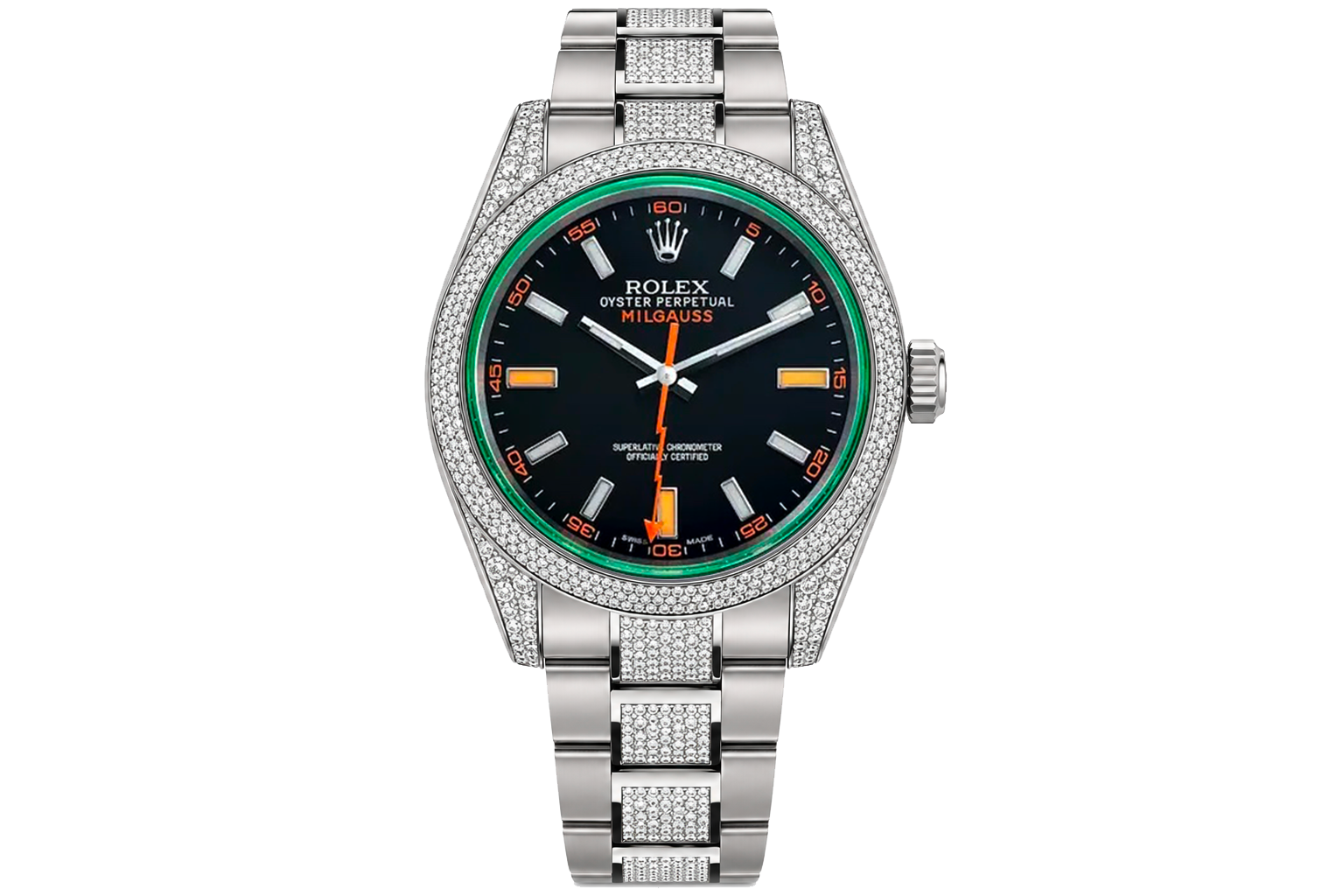 Rolex Milgauss Diamonds GV Nero — blackened