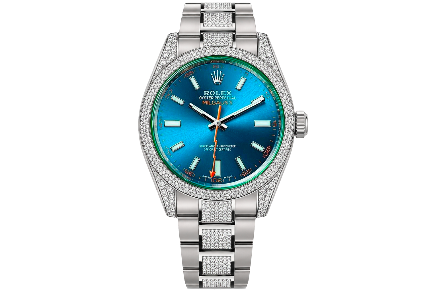 Rolex Milgauss Diamonds GV Z-Blue — blackened