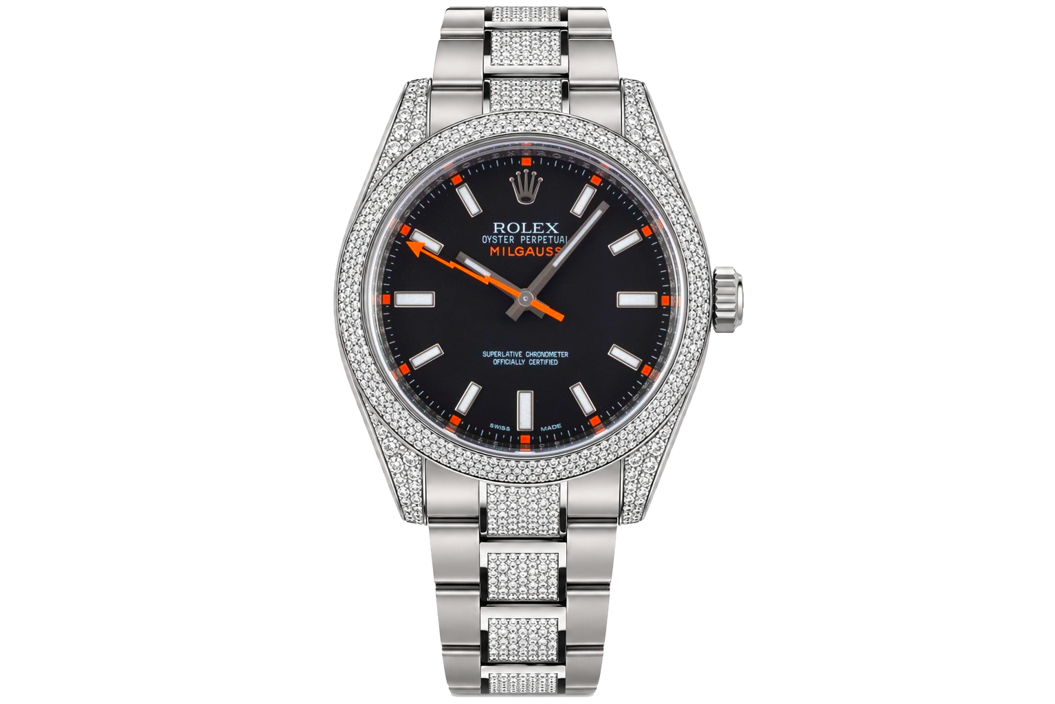 Rolex Milgauss Diamonds Nero — blackened