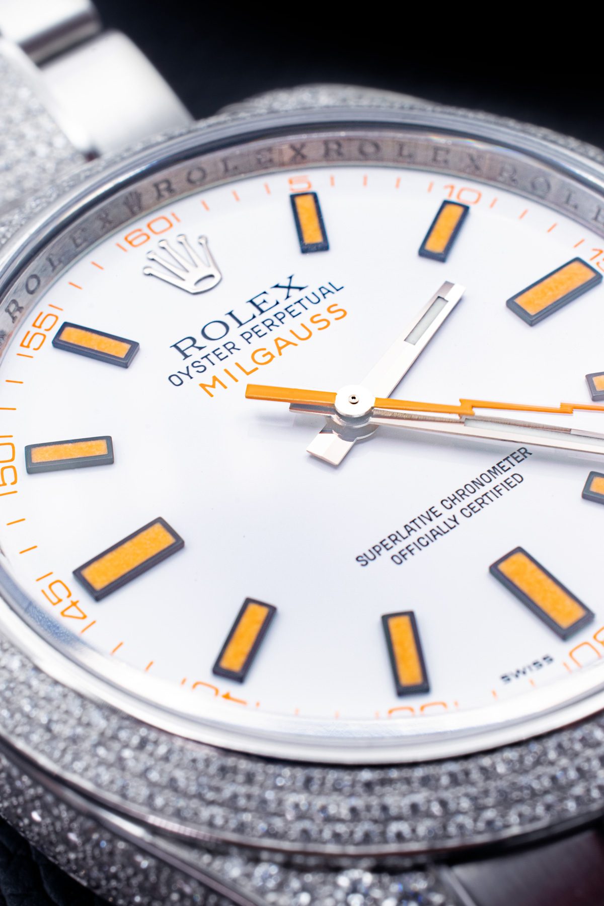 Rolex Milgauss Diamonds Bianco — dettaglio