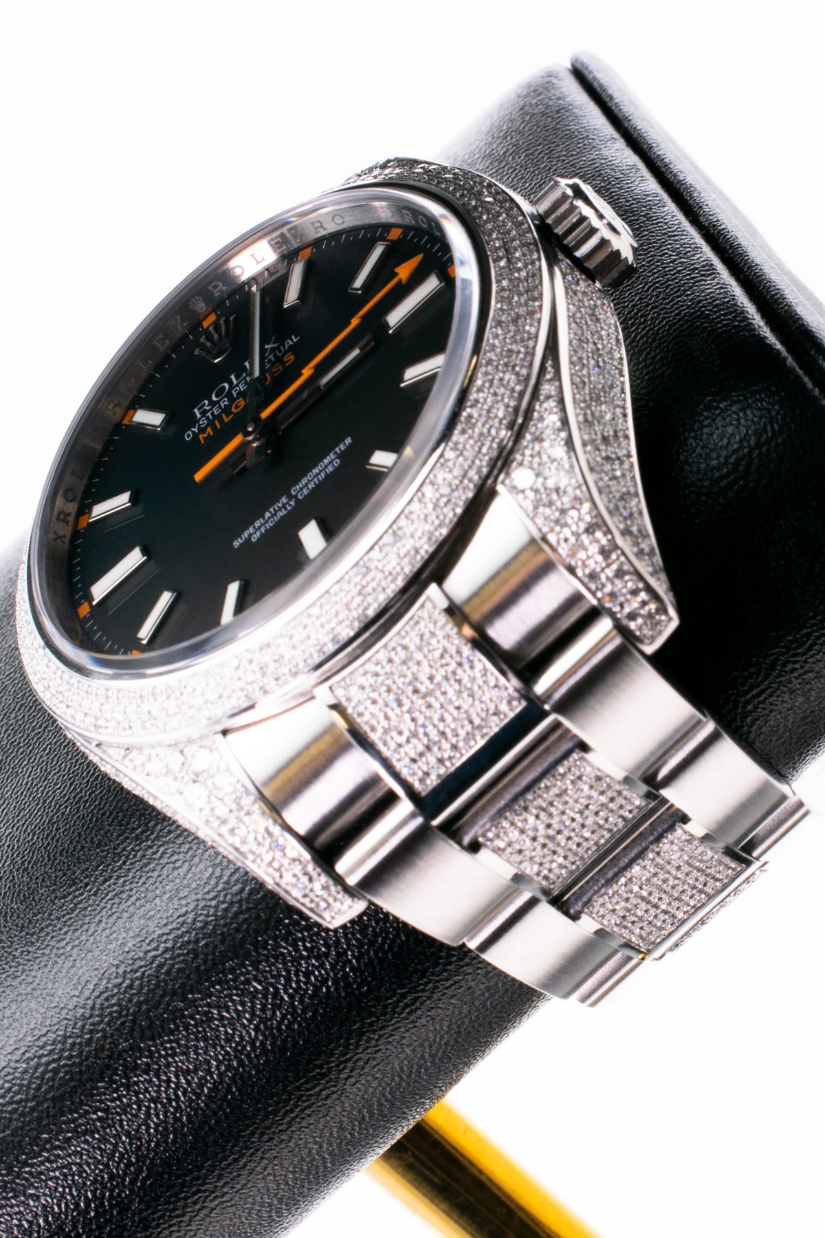 Rolex Milgauss Diamonds Nero — al polso