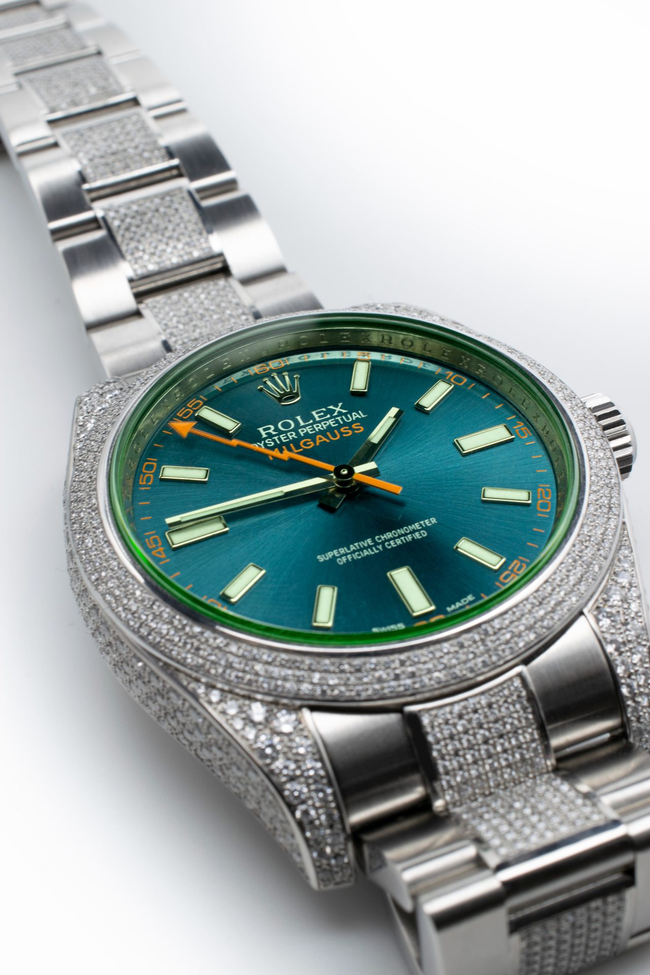 Rolex Milgauss Diamonds GV Z-Blue — dettaglio