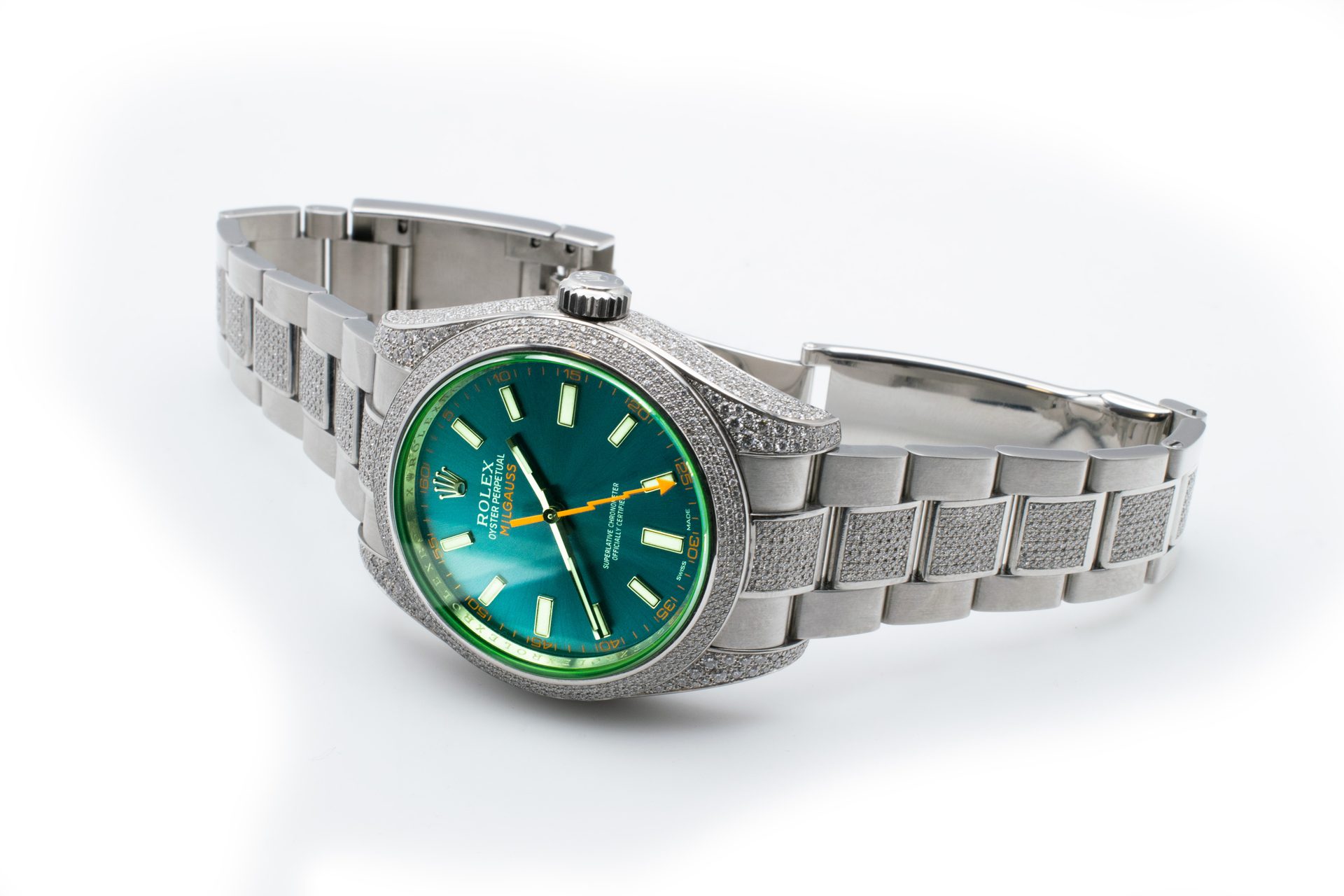 Rolex Milgauss Diamonds GV Z-Blue — al polso