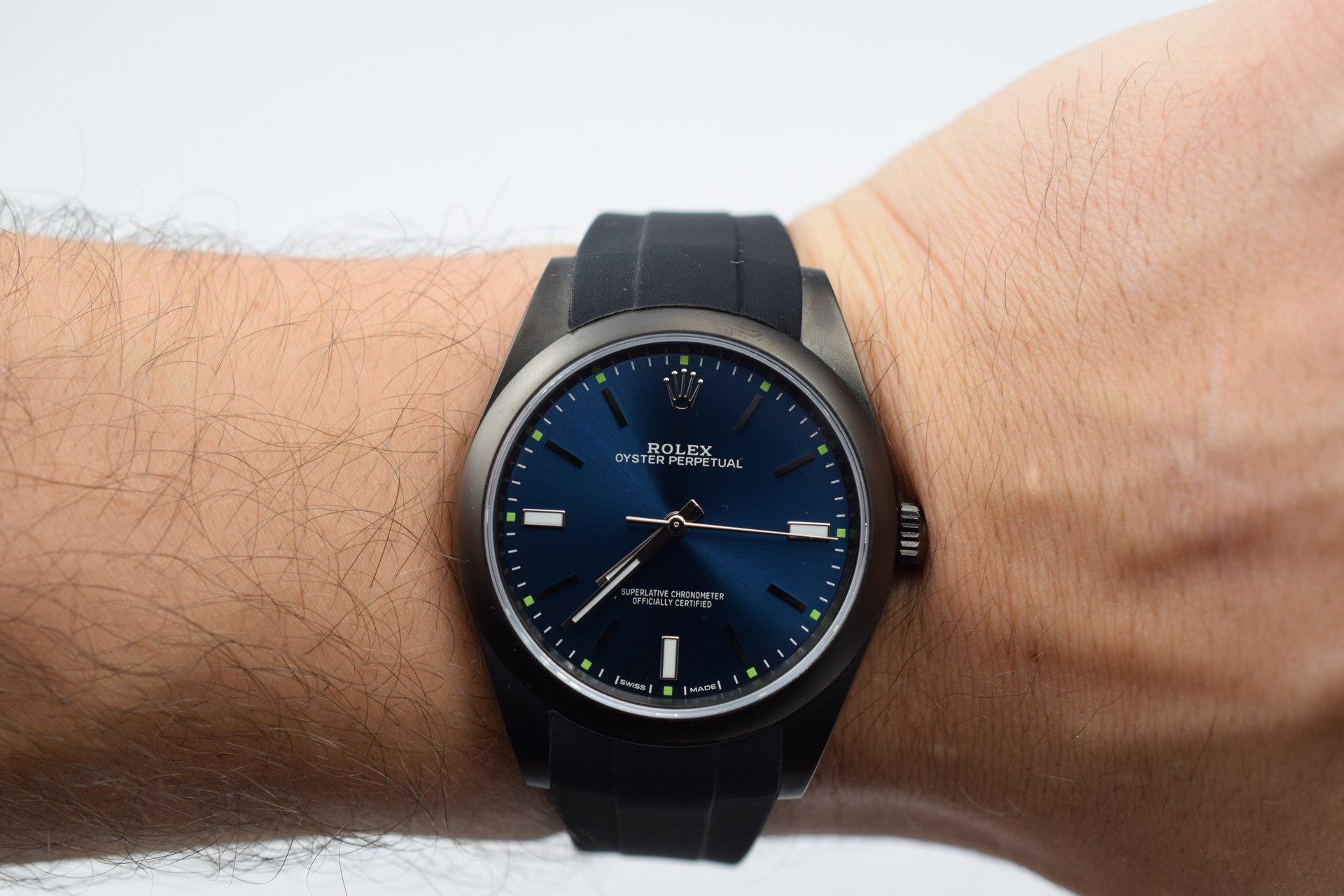 Rolex Oyster Perpetual 39 Blu — al polso
