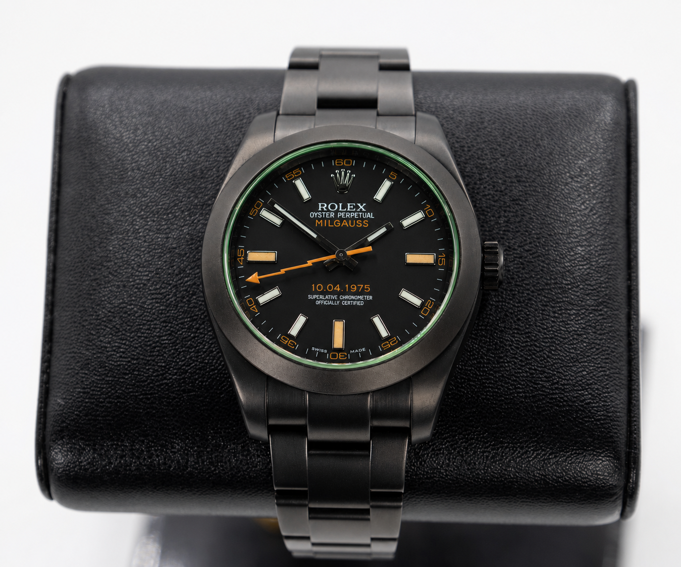 Blackened Rolex Milgauss with bespoke dial