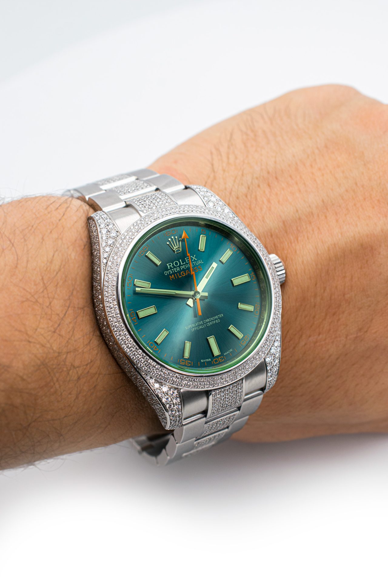 Rolex Milgauss Diamonds GV Z-Blue — dettaglio