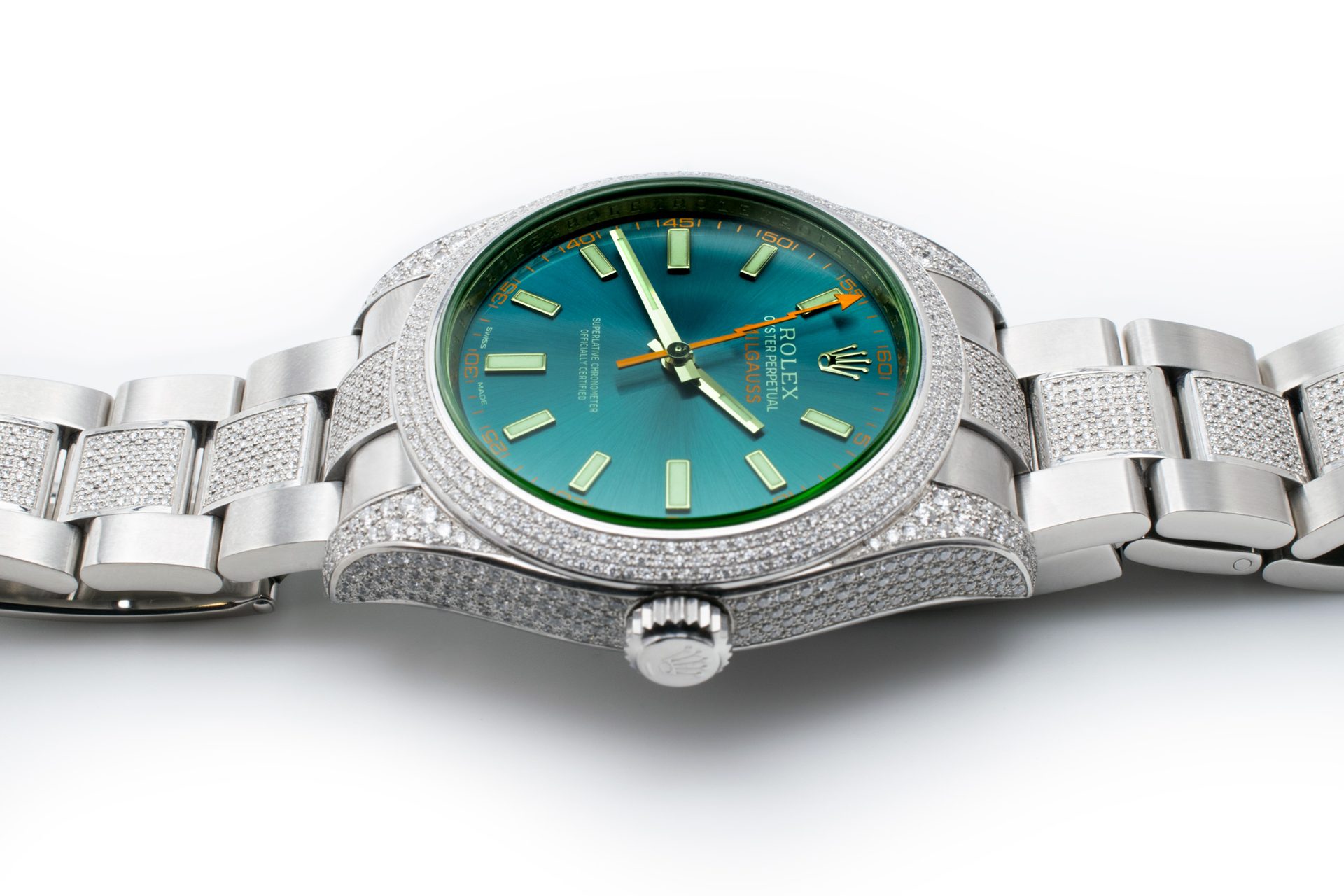 Rolex Milgauss Diamonds GV Z-Blue — dettaglio